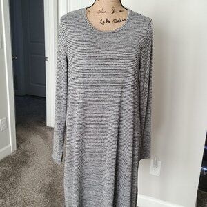 Gap Women's Shift Sweater Dress Large Grey Black Striped Stretch , Large